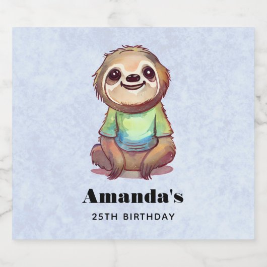 ワイシャツを着て嬉しいナマケモノかわいい誕生日|過去記事 ビールラベル (シングルラベル)