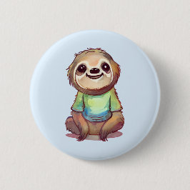 ワイシャツを着て嬉しいナマケモノ 缶バッジ