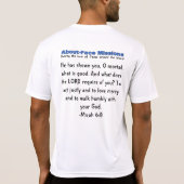 ワイシャツを買って下さい、聖書を与えて下さい! Tシャツ (裏面)