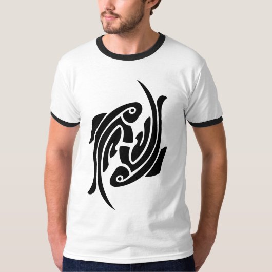 ワイシャツ-種族の(占星術の)十二宮図の魚 Tシャツ (正面)