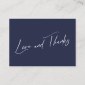 ワイジングウェルモダン手書きネイビーブルー エンクロージャーカード (裏面)