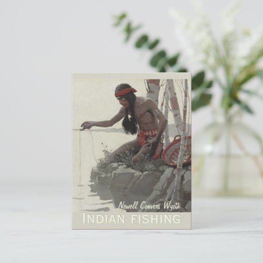 ワイスインディアン魚釣りCC0480はがき ポストカード (スタンド正面)