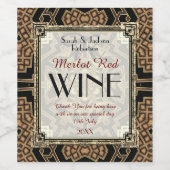 ワイスタイリッシュンラベル |ブラック金ゴールドアールデコ湾曲形 ワインラベル (シングルラベル)