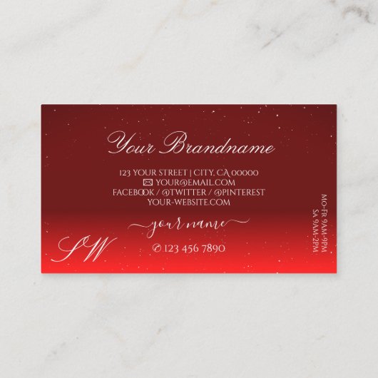 ワイスタイリッシュンレッドきらめくダイヤモンド(モノグラム) 名刺 (裏面)