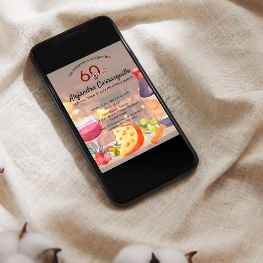 ワイスペインのン&チーズテイスティングクラス60誕生日 招待状