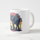 ワイズとワイルド – レトロ象ファミリーサンセット ジャンボコーヒーマグカップ (正面右)