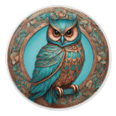 ワイズターコイズフクロウ セラミックノブ (正面)