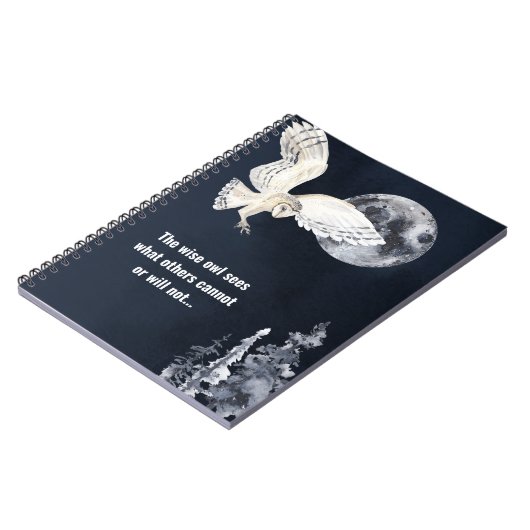 ワイズフクロウシルバーフルムーンやる気を起こさせることわざ ノートブック (左側)