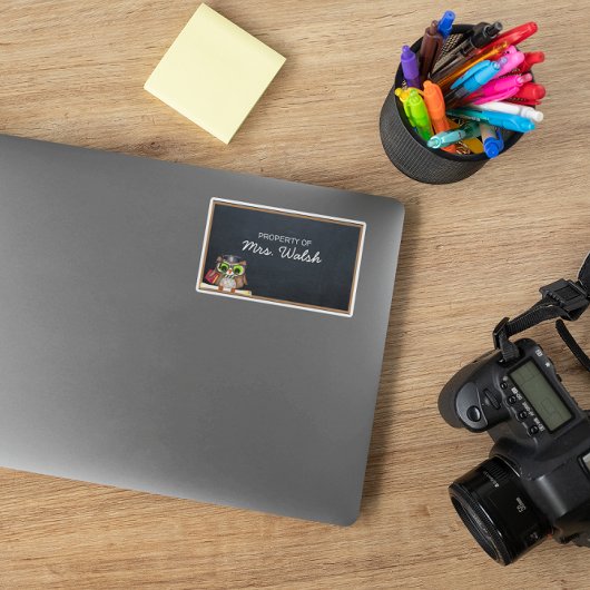 ワイズフクロウパーソナライズされたChalkboard先生 長方形シール