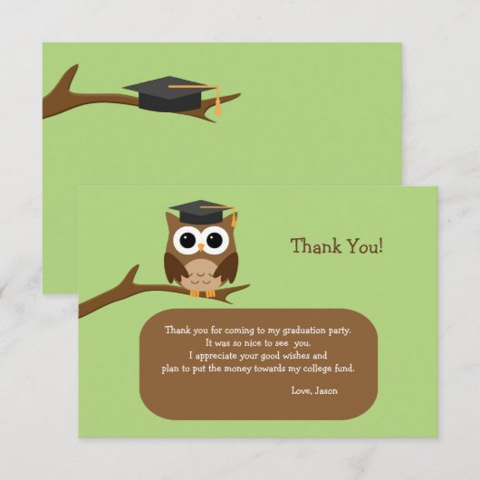 ワイズフクロウ卒業お礼 招待状 (正面/裏面)