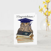 ワイズフクロウ卒業グリーティングカード カード (黄色い花)