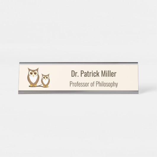 ワイズフクロウ哲学教授 デスクネームプレート (正面)