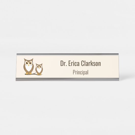 ワイズフクロウ校長 デスクネームプレート (正面)