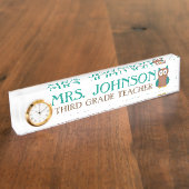 ワイズブラウンフクロウ鳥先生教育者 デスクネームプレート (側面)