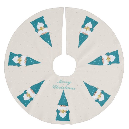 ワイズブルーエレガントクリスマス格言オンアイボリー ブラッシュドポリエステルツリースカート (正面)