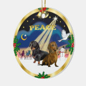 ワイズメンズ – 2つのダックスフント セラミックオーナメント (左)