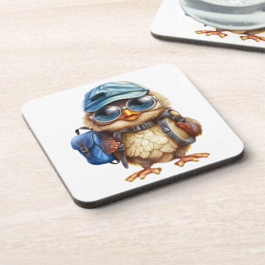 ワイズリトルトラベラー – バックパック付きキッドフクロウ コースター (左側)