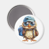 ワイズリトルトラベラー – バックパック付きキッドフクロウ マグネット (正面/裏面)