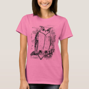 ワイズワンアートパターン（の模様が）あるデザインフクロウ Tシャツ