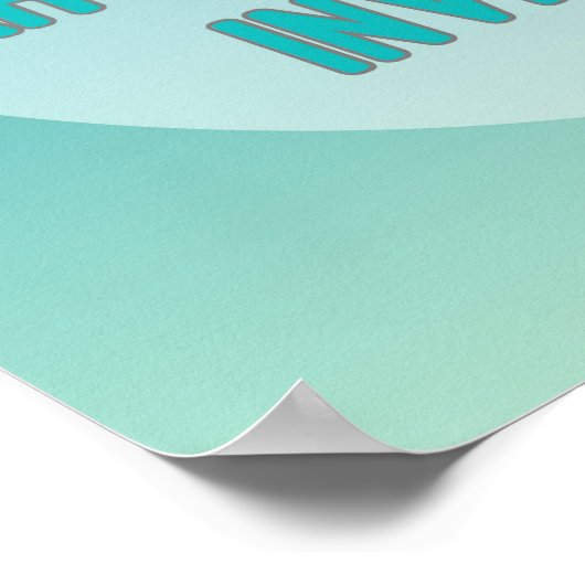 ワイズワードティール(緑がかった色)およびターコイズタイポグラフィ引用文 ポスター (角)