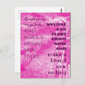 ワイズ引用文 – ピンクで新しいエンディングを作る ポストカード (正面/裏面)