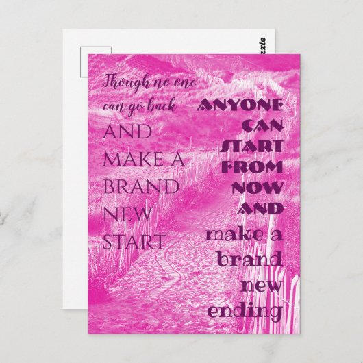 ワイズ引用文 – ピンクで新しいエンディングを作る ポストカード (正面/裏面)