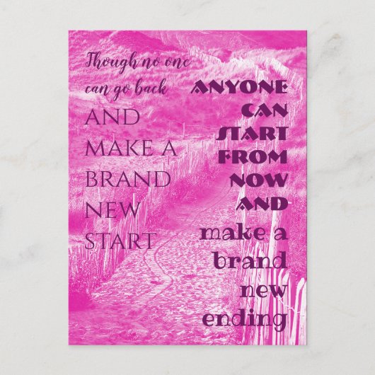 ワイズ引用文 – ピンクで新しいエンディングを作る ポストカード (正面)