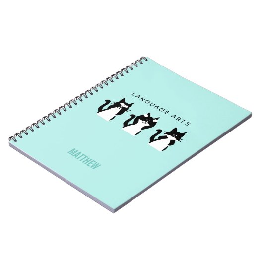 ワイズ猫ちゃん白黒アクアスクールサブジェクト ノートブック (左側)