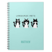 ワイズ猫ちゃん白黒アクアスクールサブジェクト ノートブック (正面)