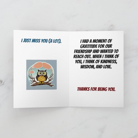 ワイズ考えフクロウ カード (内部)