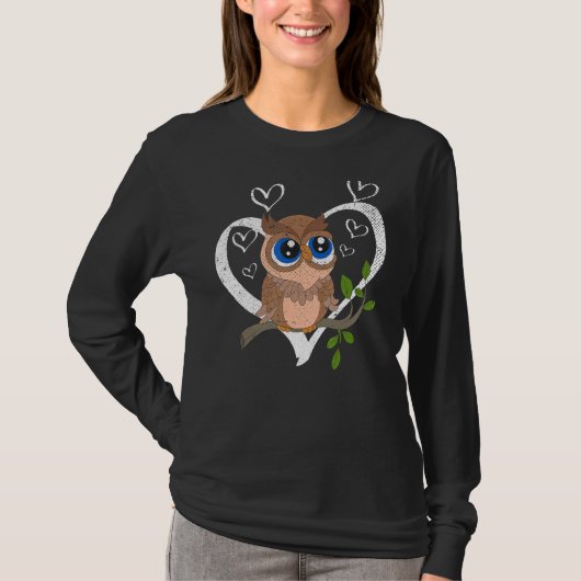 ワイズ鳥獣かわいい森フクロウ1 Tシャツ (正面)
