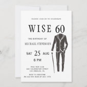 ワイズ60黒白フォーマル男の誕生日パーティー 招待状 (正面)