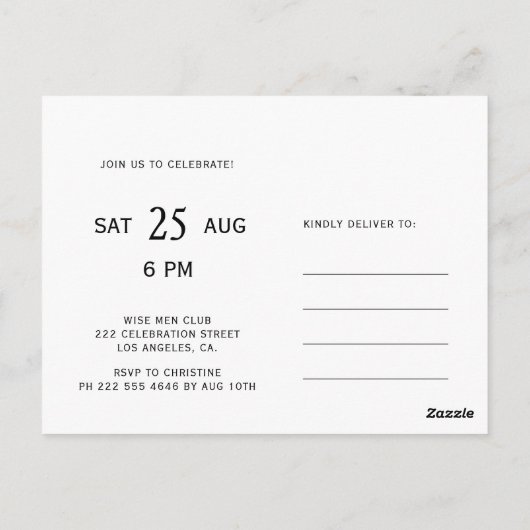 ワイズ80黒人男性と白人男性の誕生日の招待 ポストカード (裏面)