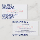 ワイズ&ネイビーブルーフローラレース 名刺 (正面/裏面)