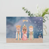 ワイズ・メンズ水彩付きクリスマスカード 招待状 (スタンド正面)