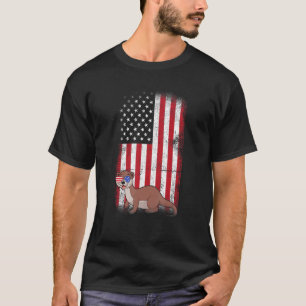 ワイゼルアメリカ国旗の男の子の女の子の女の子4番目O Tシャツ