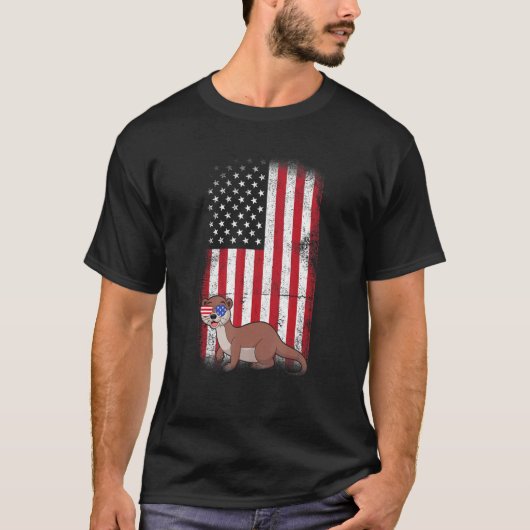 ワイゼルアメリカ国旗の男の子の女の子の女の子4番目O Tシャツ (正面)