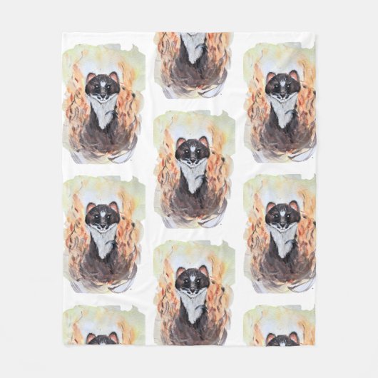 ワイゼル魔法ユーモアトーテム調和ウォーターカラーマイスティ フリースブランケット (正面)