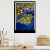 ワイト島の衛星ポスターマップ ポスター (キッチン)