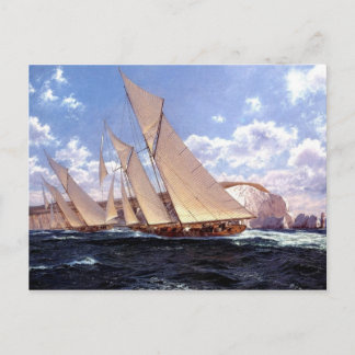 ワイト島の針でレース用ヨット ポストカード