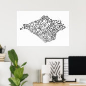 ワイト島の黒い文字地図ポスター ポスター (ホームオフィス)