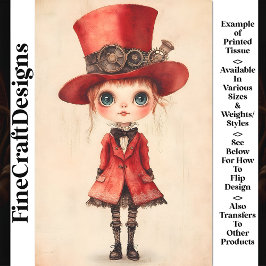 ワイドアイドスティームパンク人形、レッドAM3デコページ 薄葉紙