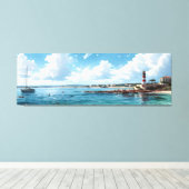 ワイドアシースケッ地中海のプ湾 キャンバスプリント (インサイチュ (ウッドフロア))