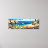 ワイドアスケッ地中海のプのヨットと花 キャンバスプリント (正面)