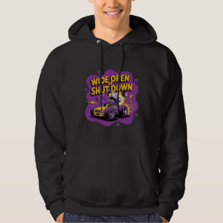 ワイドオープンorシャットダウン 面白ドラッグレースカーTシャツ パーカ