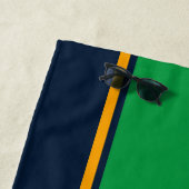 ワイドケリーグリーンイエローオンネイビーレースストライプ ビーチタオル (インサイチュ)