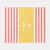 ワイドコーラル横ストライプ線デイジー フリースブランケット (正面(横))