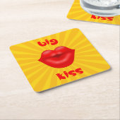 ワイドゴールデン太陽のレイズレッドリップ大キス スクエアペーパーコースター (アングル)