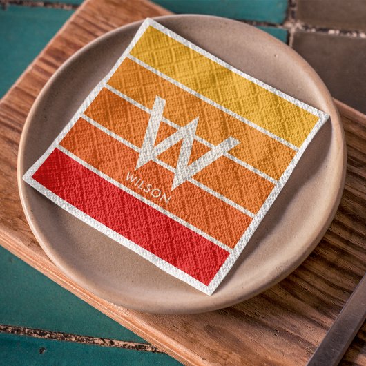 ワイドサンライズストリップモノグラムパーソナルパーティー スタンダードカクテルナプキン