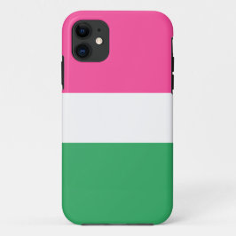 ワイドシックスイカピンクグリーンホワイトストライプズ iPhone 11 ケース
